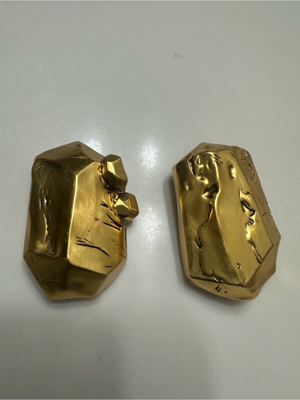 Saint Laurent Faceted Metal Stud Earrings